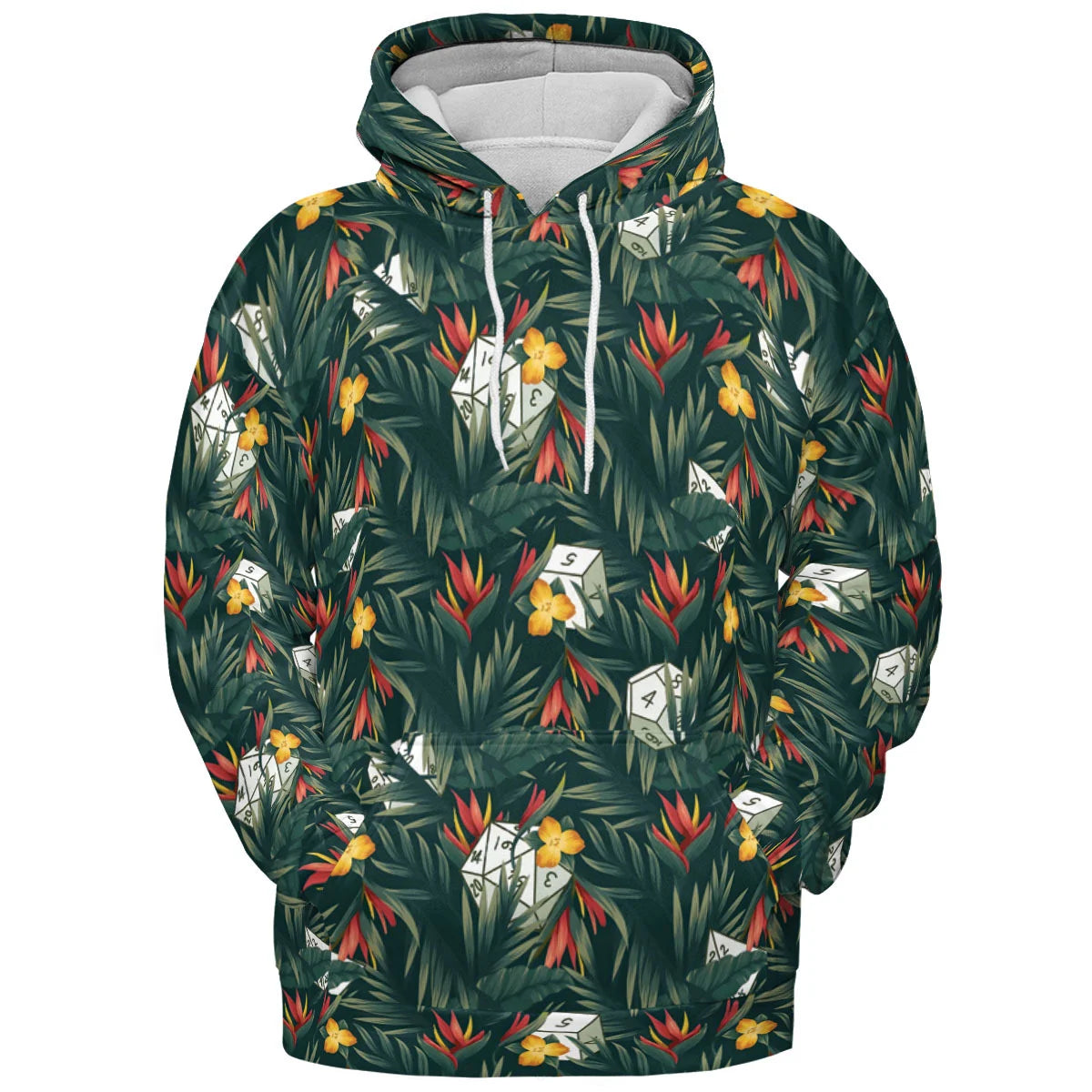 Tropical Dice Pattern All-over Print Hoodie