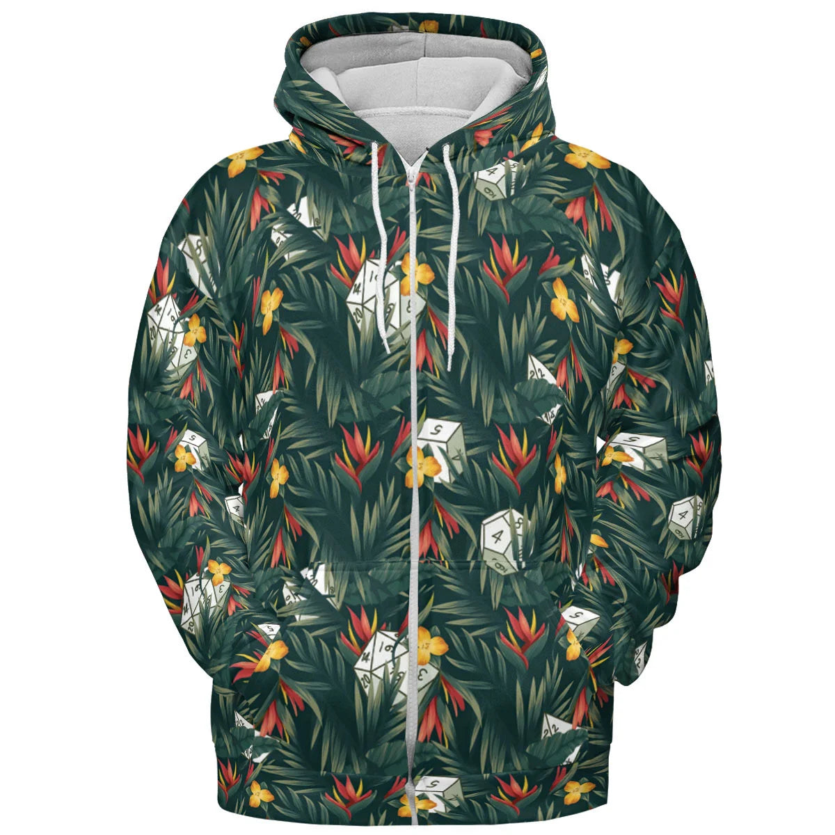 Tropical Dice Pattern All-over Print Hoodie
