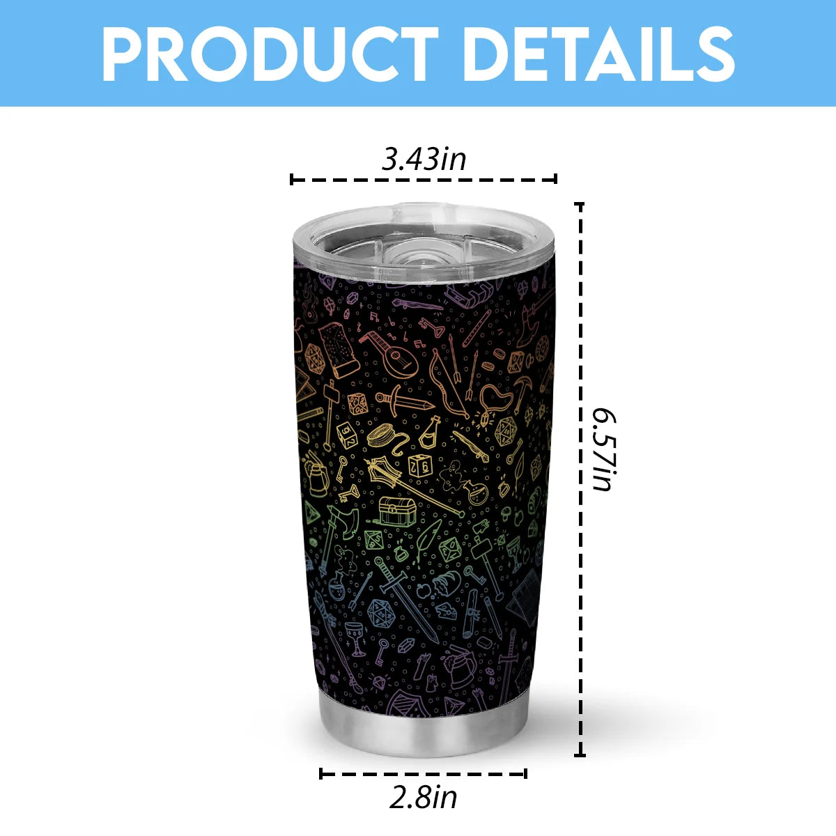 RPG Rainbow Pattern Tumbler