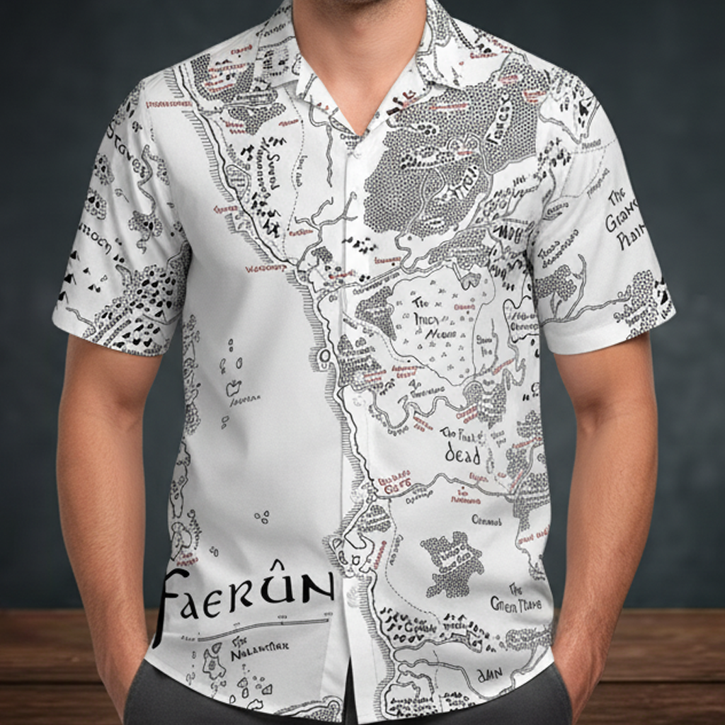 Tolkien Inspired Map of Faerun Button Down Shirt