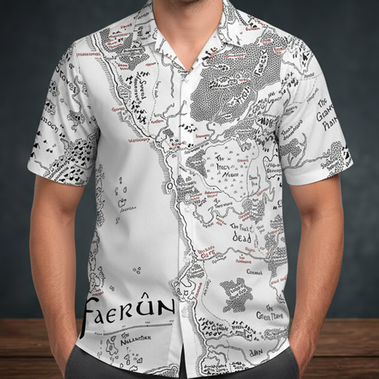 Tolkien Inspired Map of Faerun Button Down Shirt