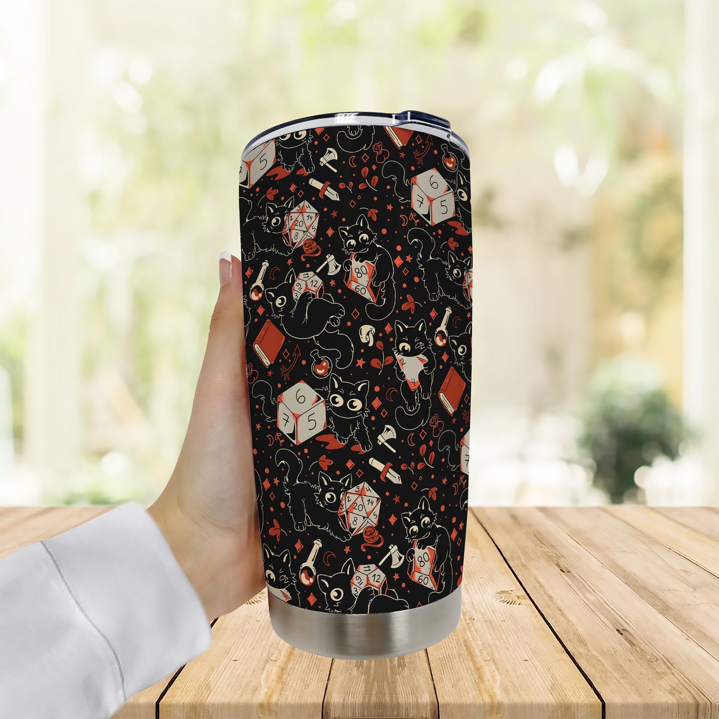 Cat Holding Dice Tumbler