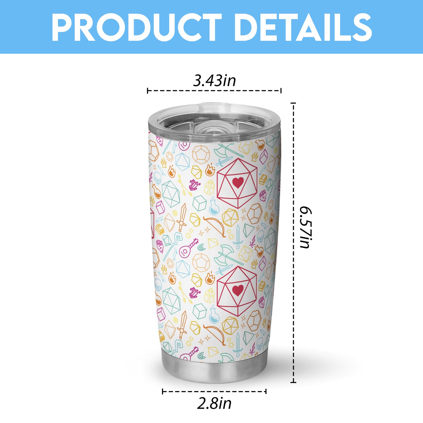Dice Heart RPG Tumbler