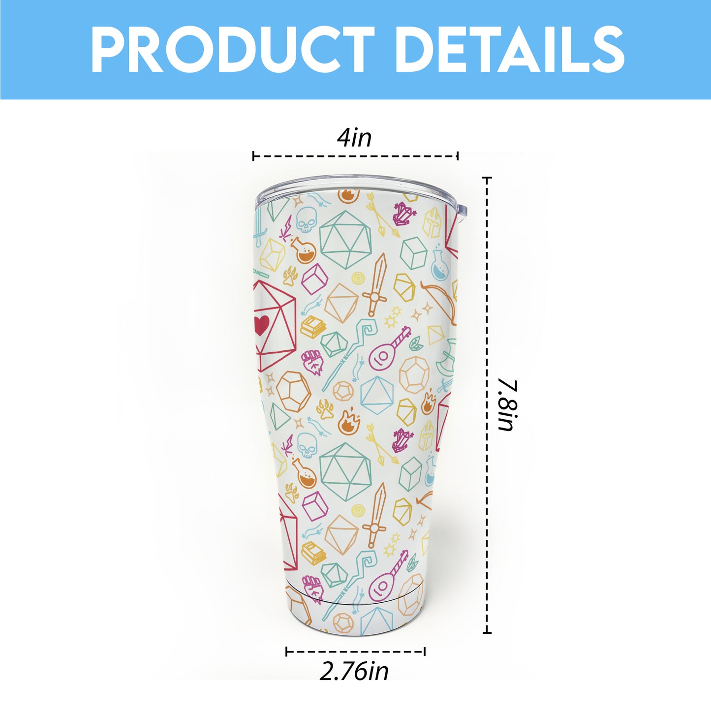 Dice Heart RPG Tumbler