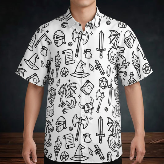 Fantasy Dragon Seamless Pattern Button Down Shirt