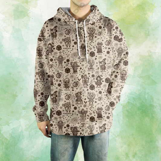 DND Class Skeleton All-over Print Hoodie