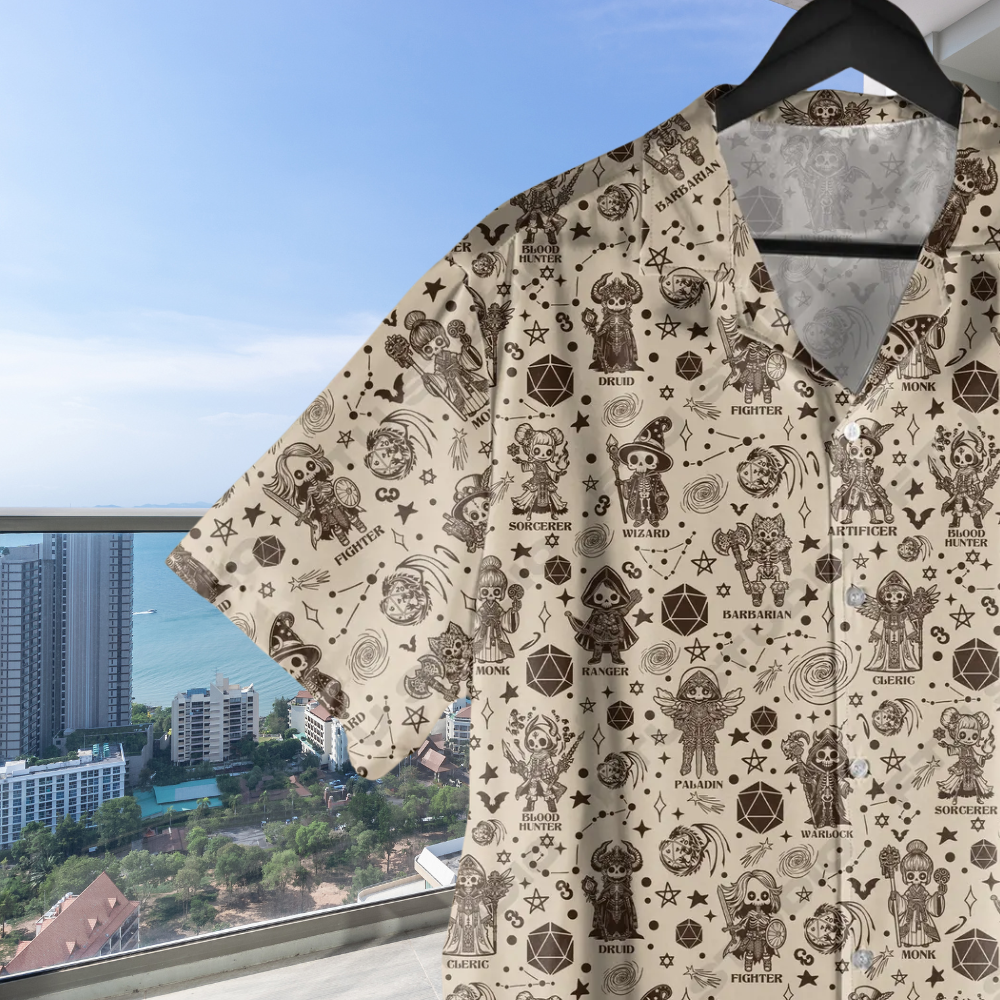 DnD Class Characters Hawaiian Shirt