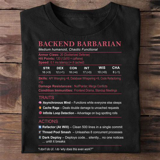 Backend Barbarian Stats Classic Unisex T-Shirt