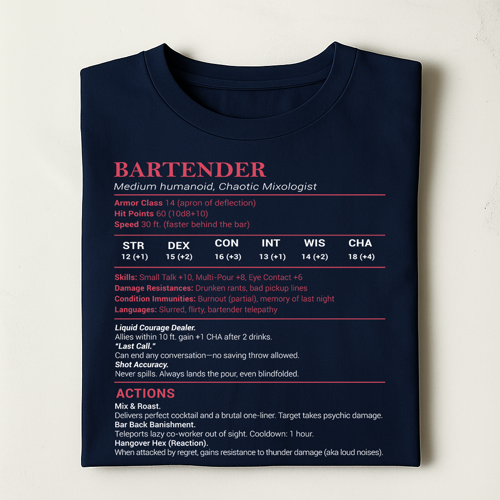 Bartender Stats Classic Unisex T-Shirt