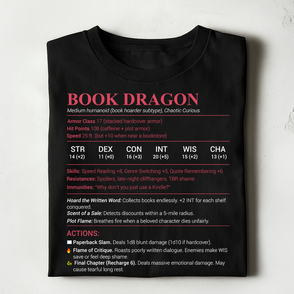 Book Dragon Stats Classic Unisex T-Shirt