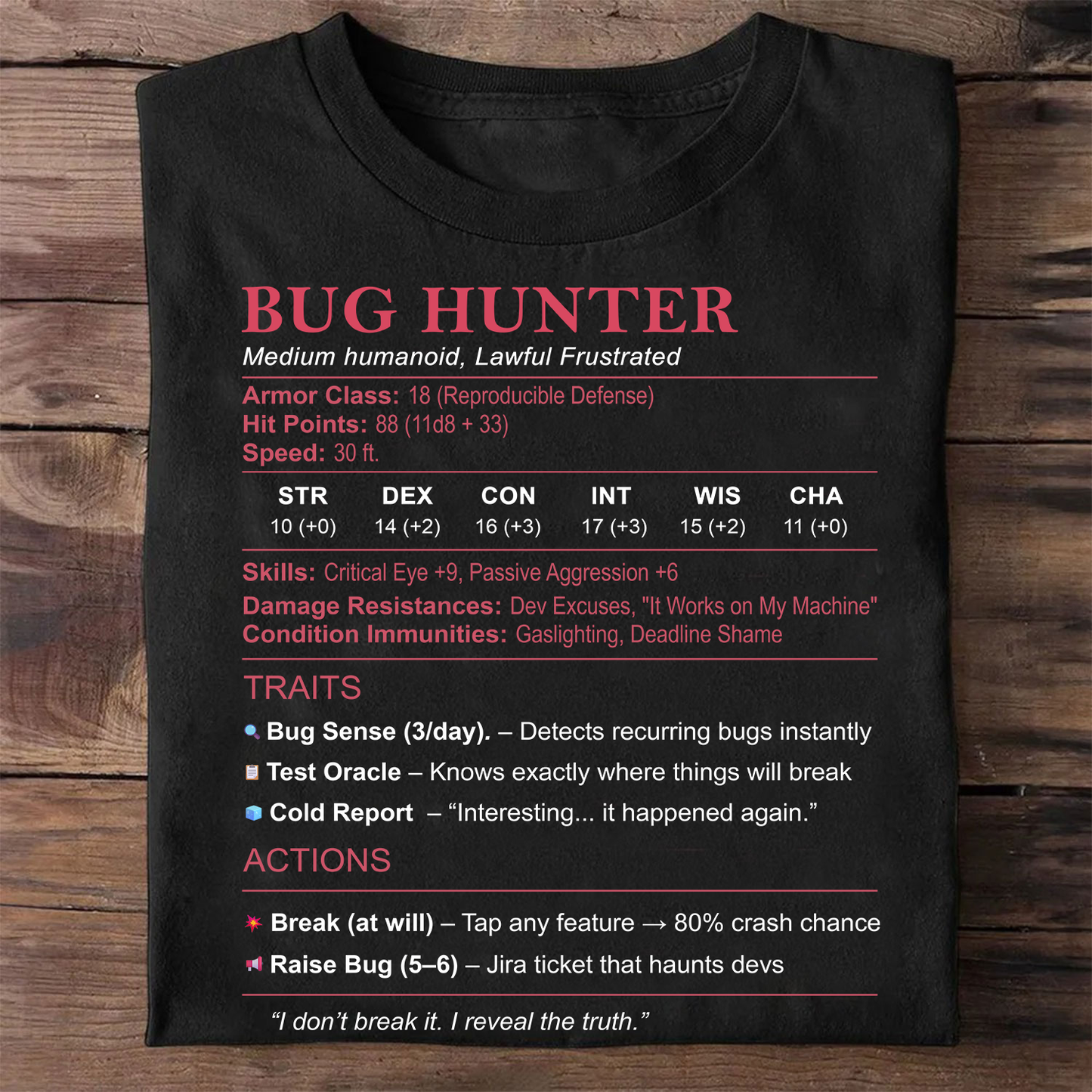 Tester Stats (Bug Hunter) Classic Unisex T-Shirt