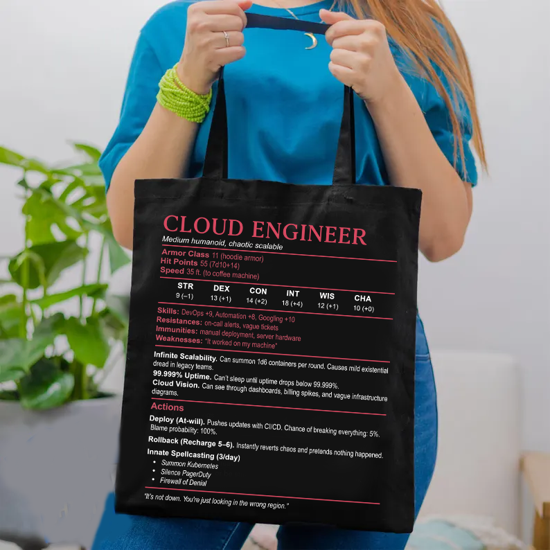 Cloud Engineer Stats Lined Tote Bag