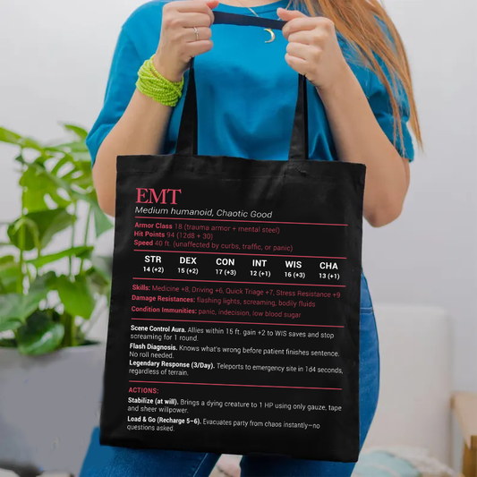 EMT Stats Lined Tote Bag
