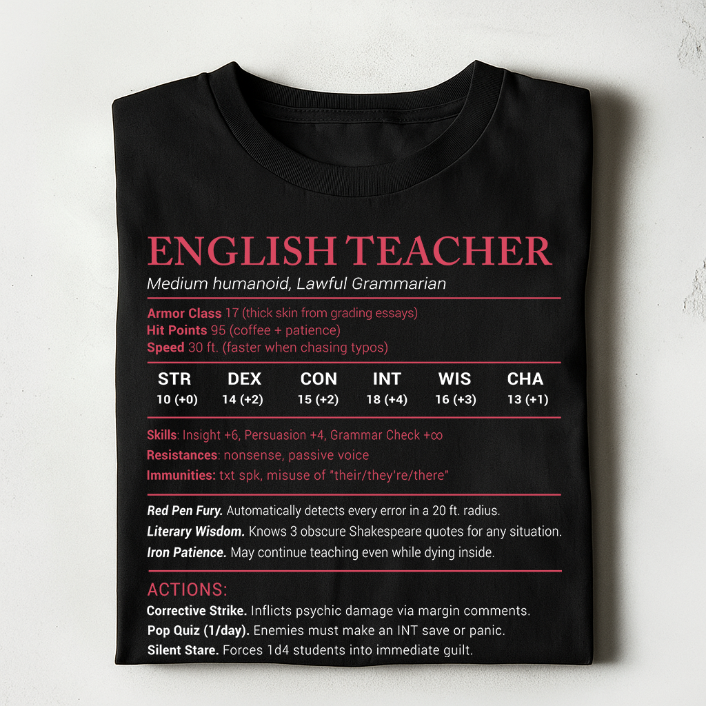 English Teacher Stats Classic Unisex T-Shirt