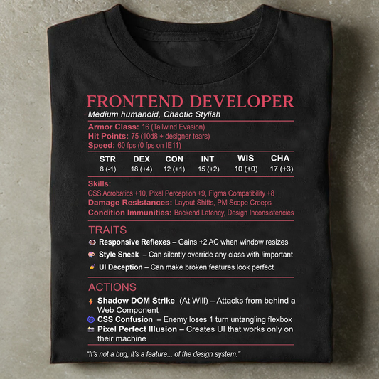 Frontend Developer Stats Classic Unisex T-Shirt