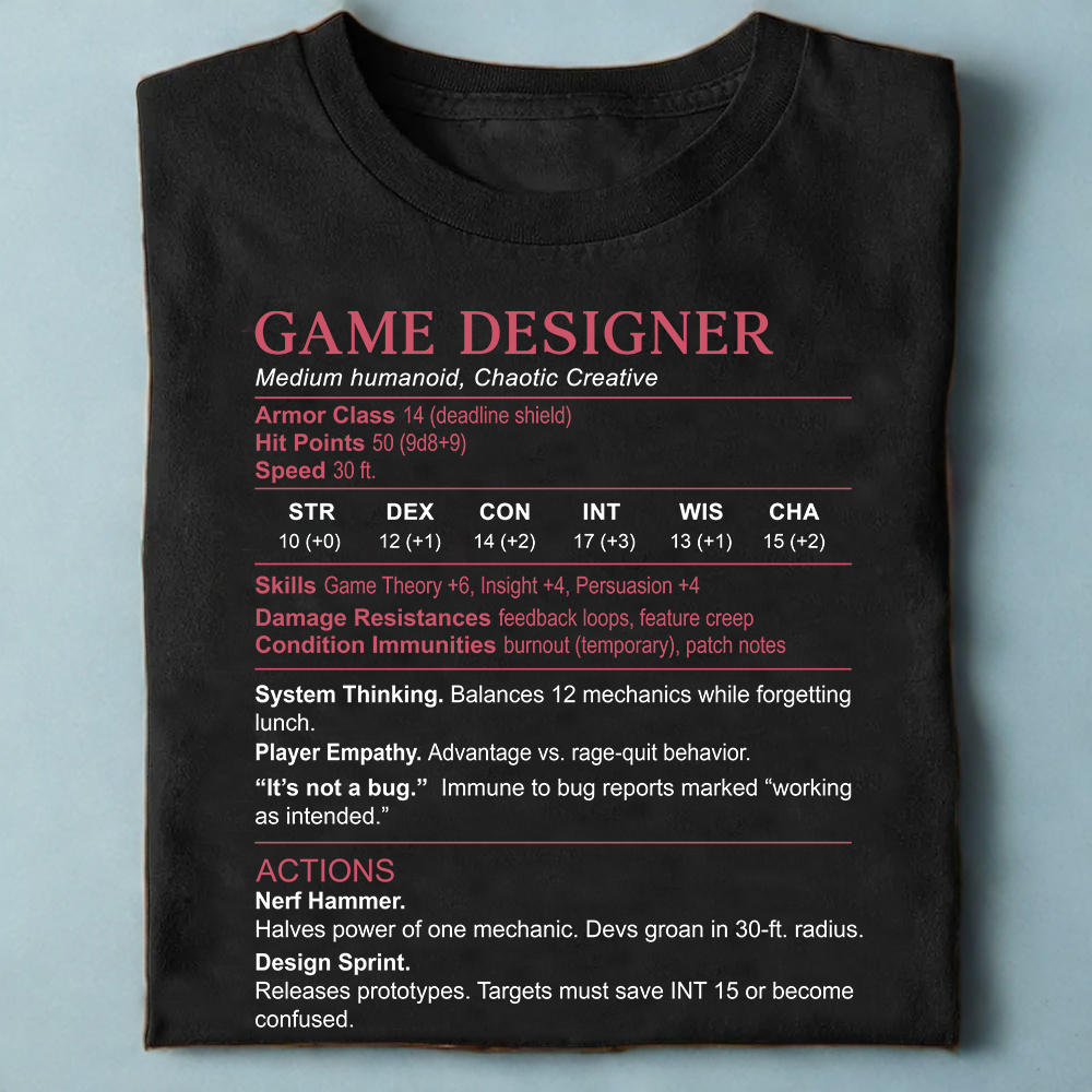Game Designer Stats Classic Unisex T-Shirt