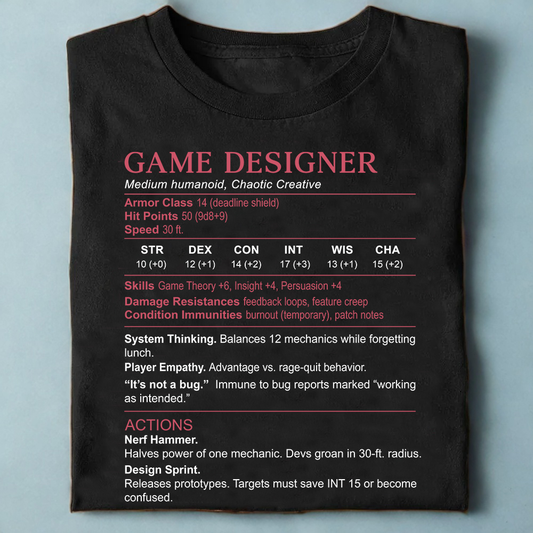 Game Designer Stats Classic Unisex T-Shirt