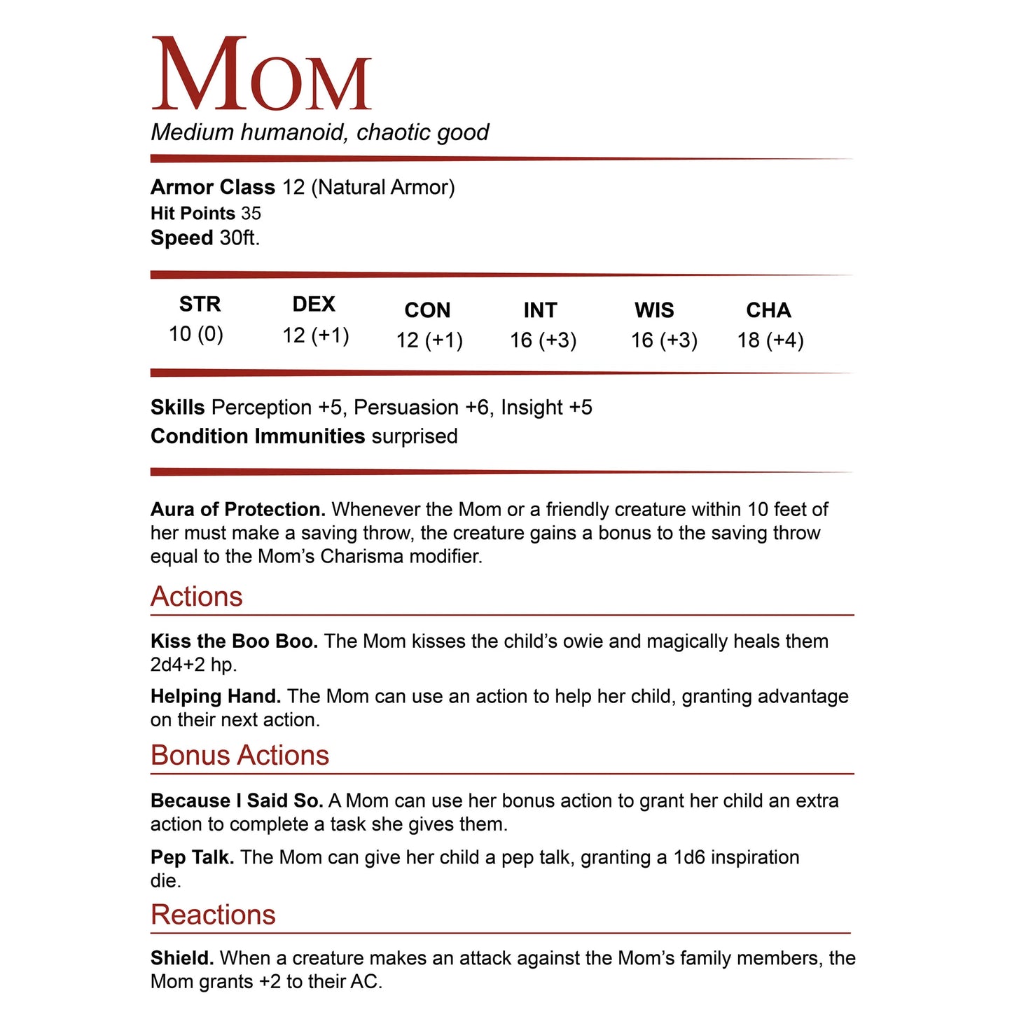 Mom Stats Block Classic Unisex T-Shirt