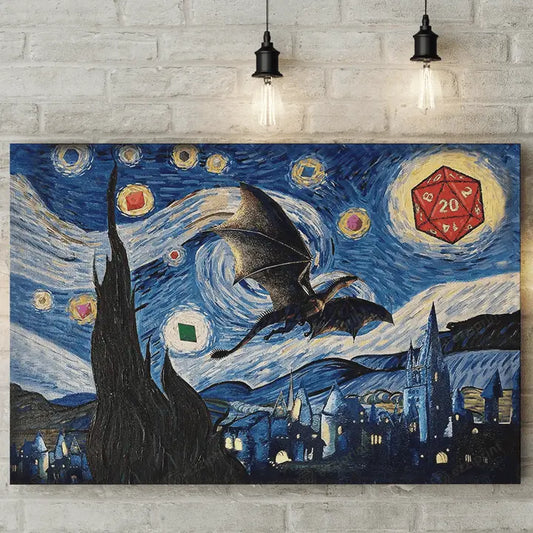 Dragon In Starry Night Poster