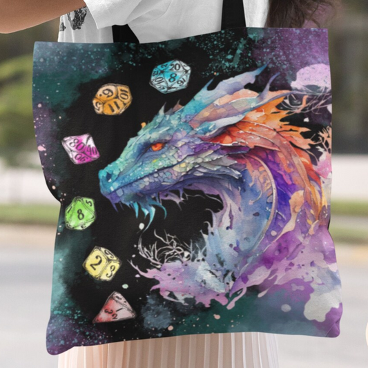 Dices And Dragon Watercolor Tote Bag