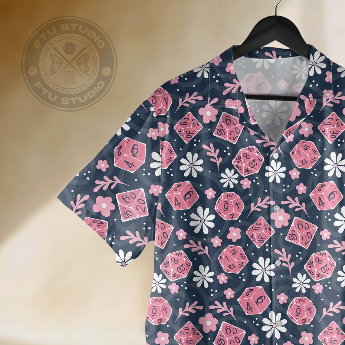 Pink Floral Dice Hawaiian Shirt