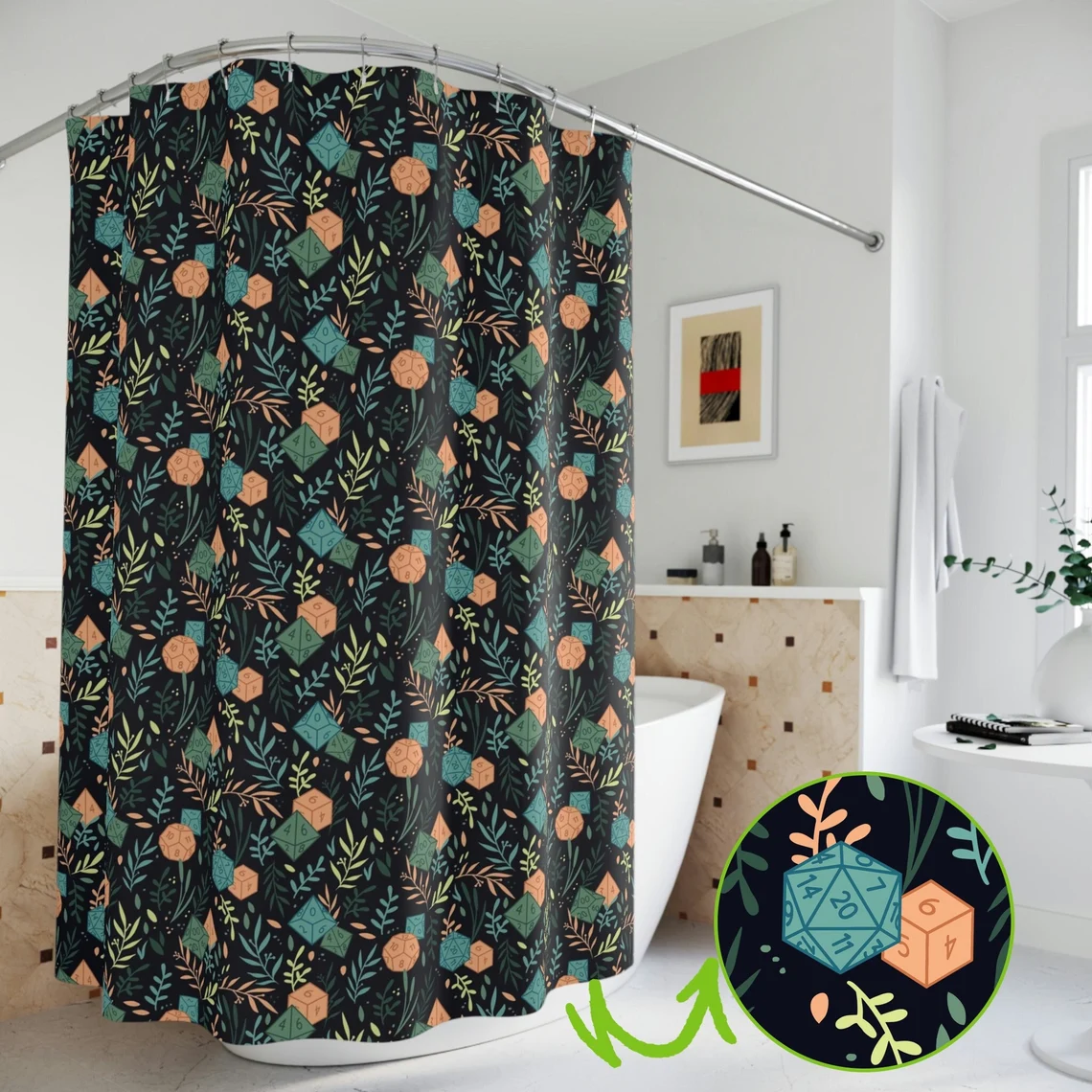 Floral Dices Shower Curtain
