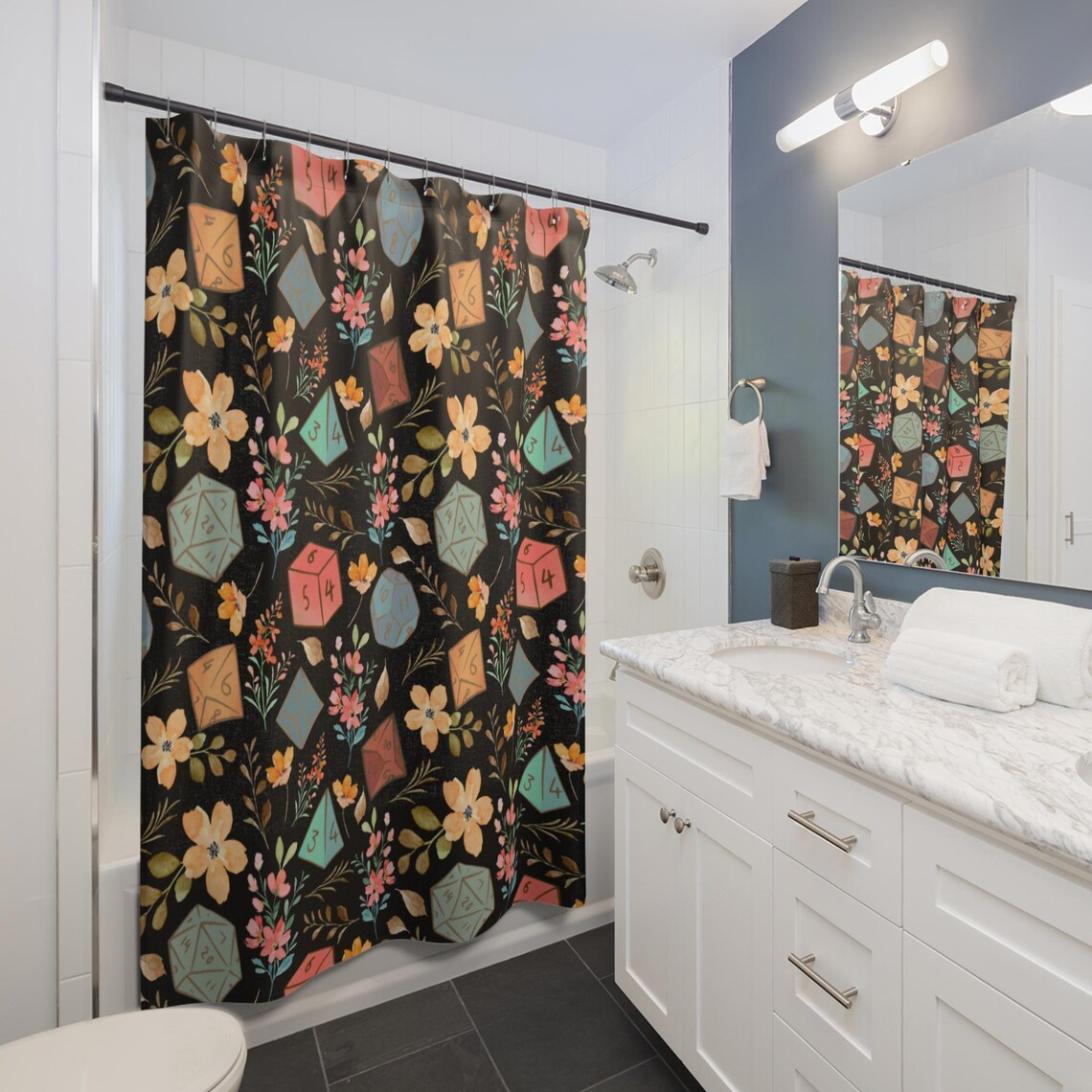 Flower Dices Shower Curtain