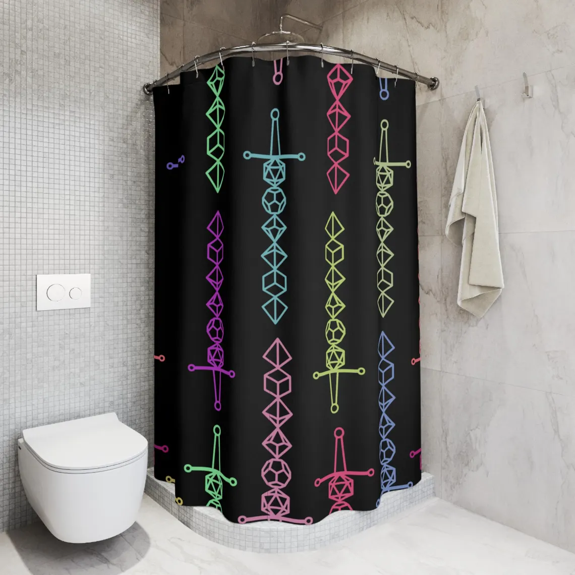 Sword Of Dices Shower Curtain
