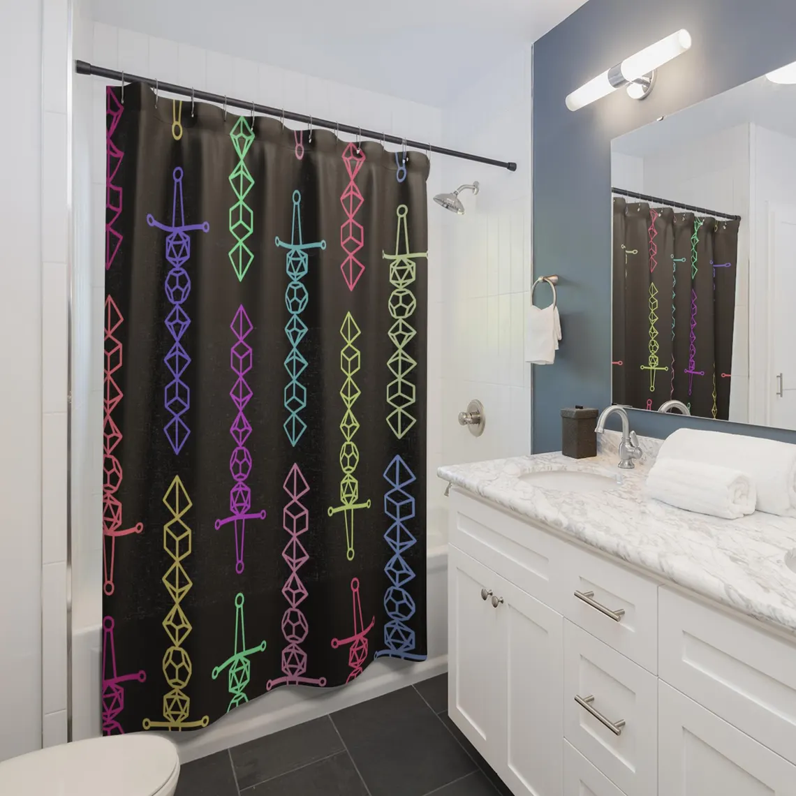 Sword Of Dices Shower Curtain