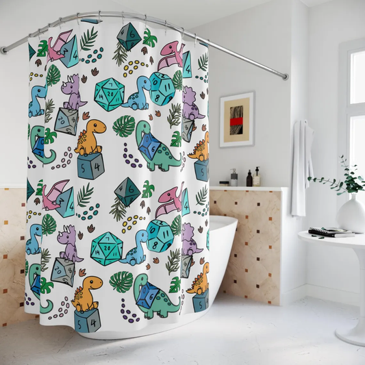 Cute Dragons And Dices Shower Curtain