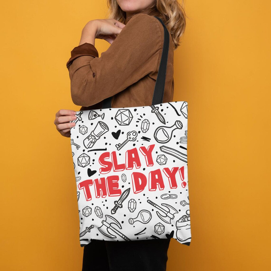 DnD Slay The Day Lined Tote Bag