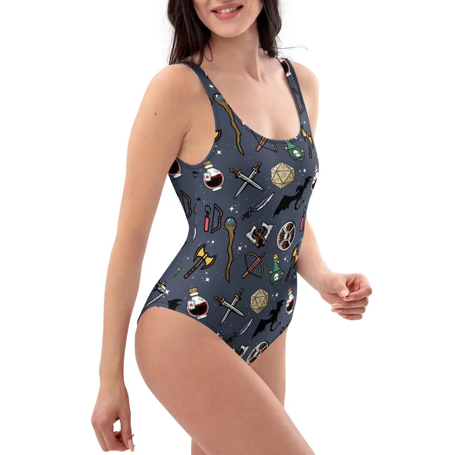 DND Items Grey One-piece Swimsuit
