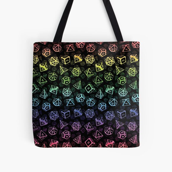 Rainbow Dice Lined Tote Bag