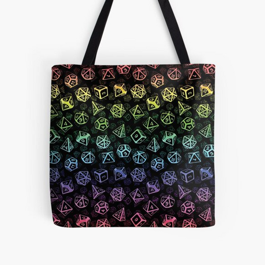 Rainbow Dice Lined Tote Bag
