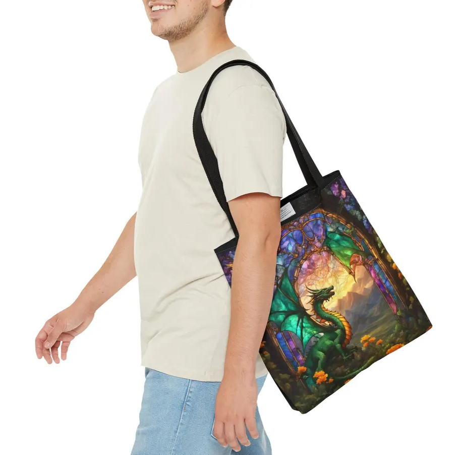 Dragon Stained Glass Effect Tote Bag