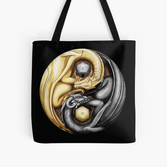 Yin Yang Dices And Dragons Lined Tote Bag