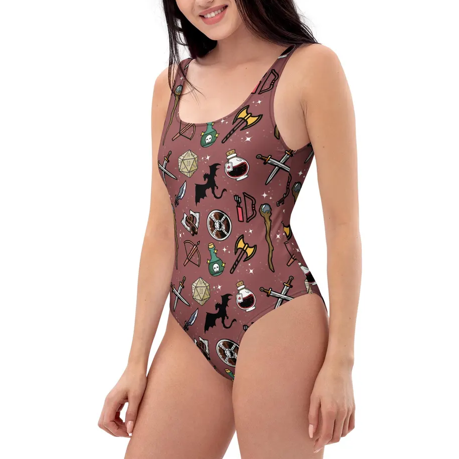 DND Items Brown One-piece Swimsuit