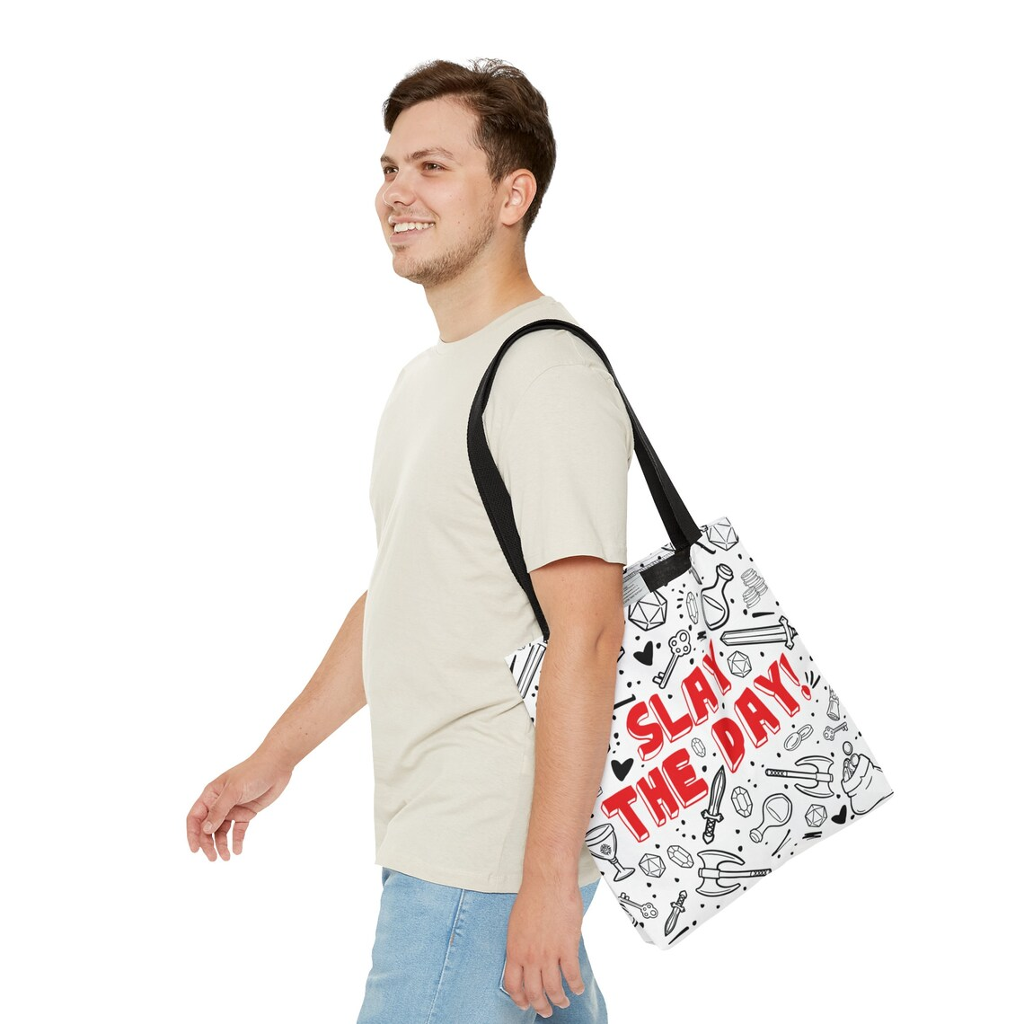 DnD Slay The Day Lined Tote Bag