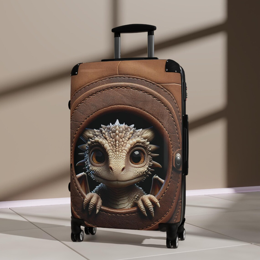 Cute Dragon Leather Print Luggage Cover