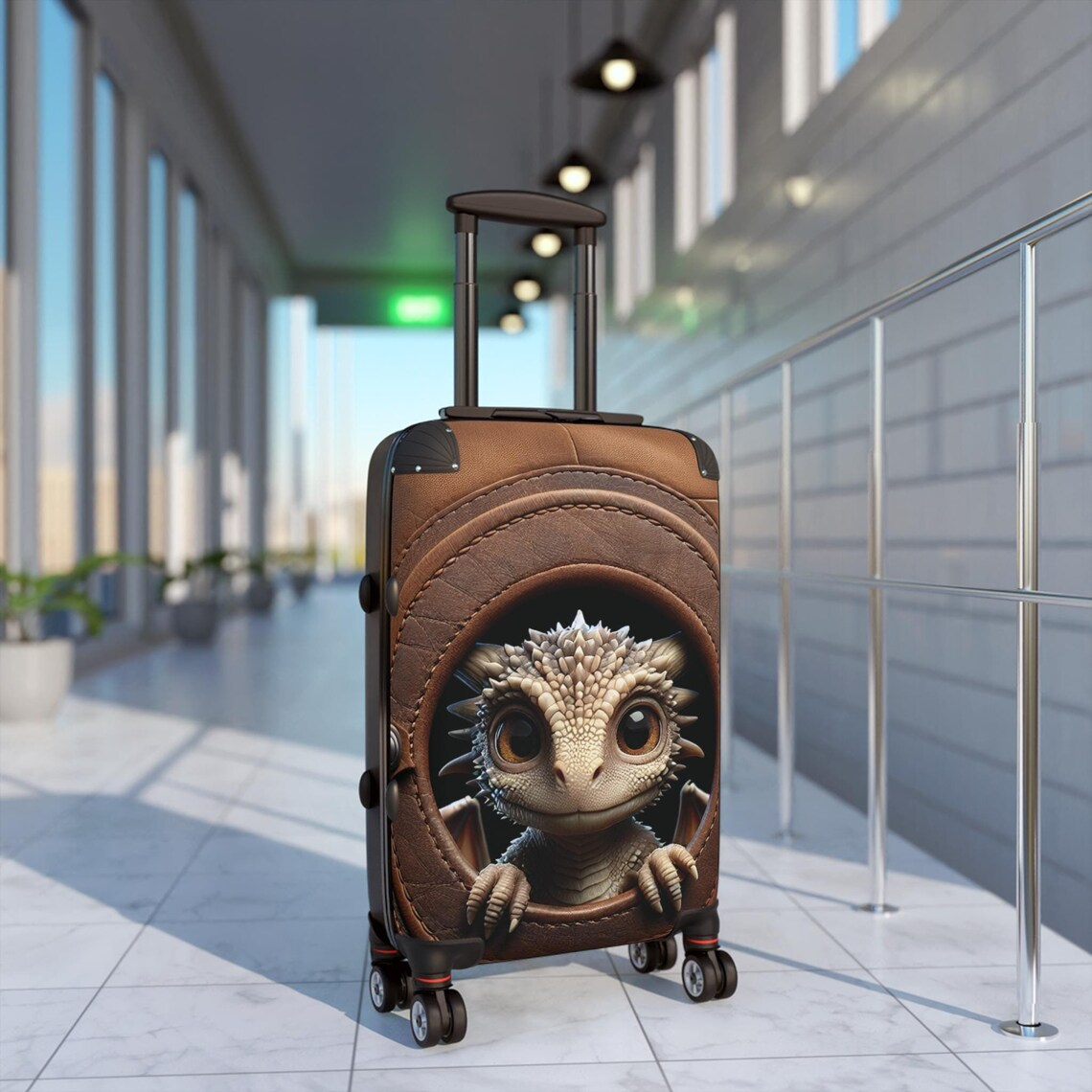 Cute Dragon Leather Print Luggage Cover