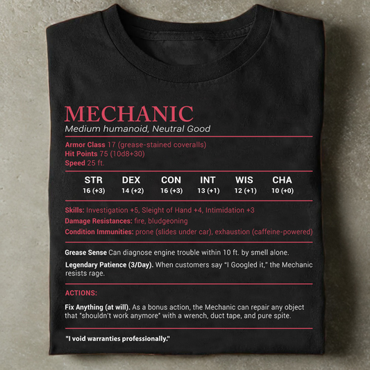 Mechanic Stats Classic Unisex T-Shirt