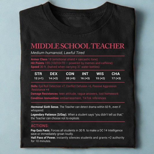 Middle School Teacher Stats Classic Unisex T-Shirt