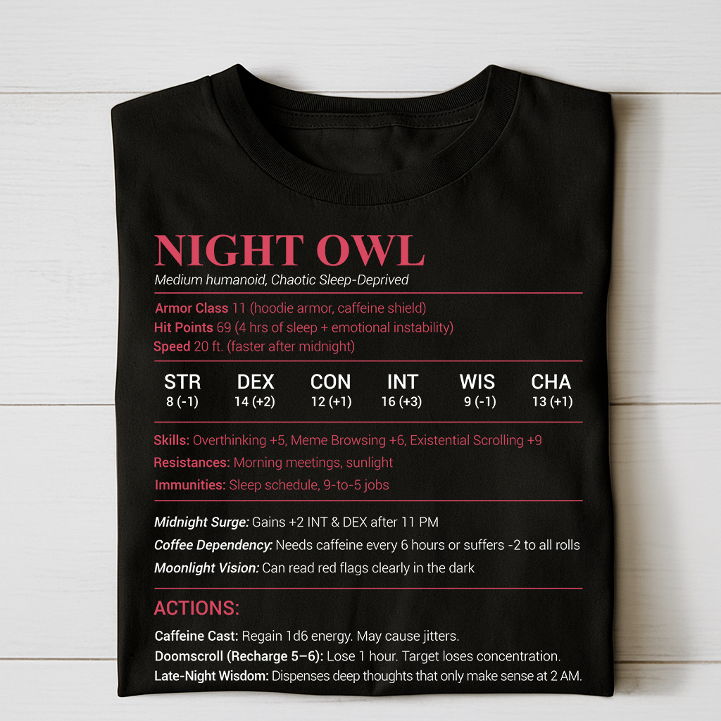 Night Owl Stats Classic Unisex T-Shirt