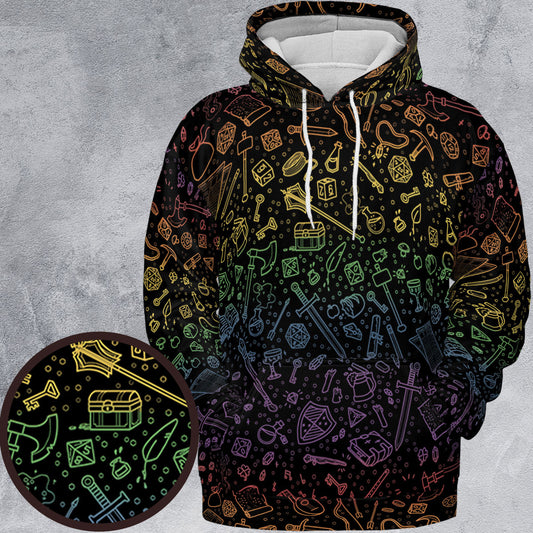 RPG Rainbow Pattern All-over Print Hoodie