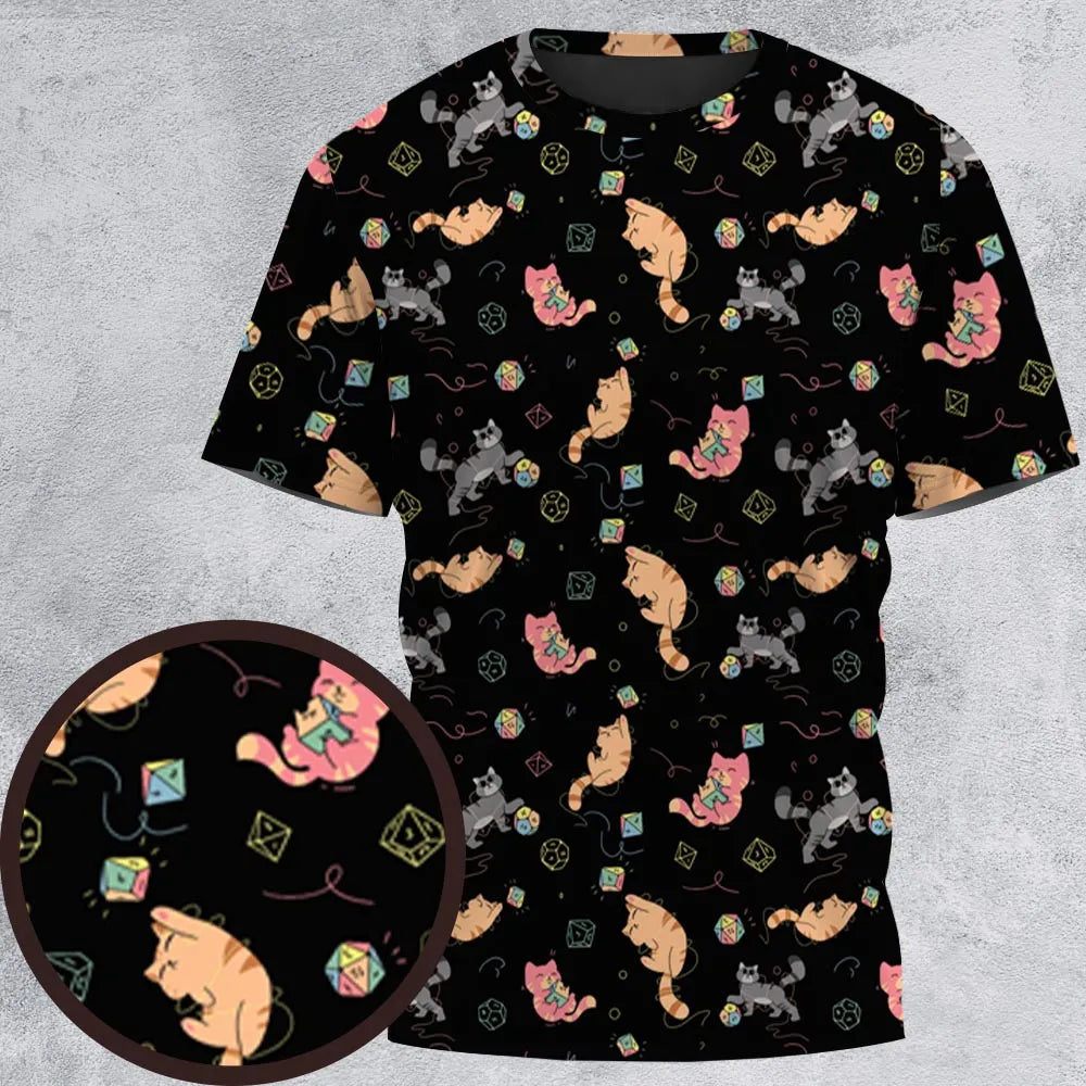 Cat With Dice All-Over Print Unisex T-Shirt