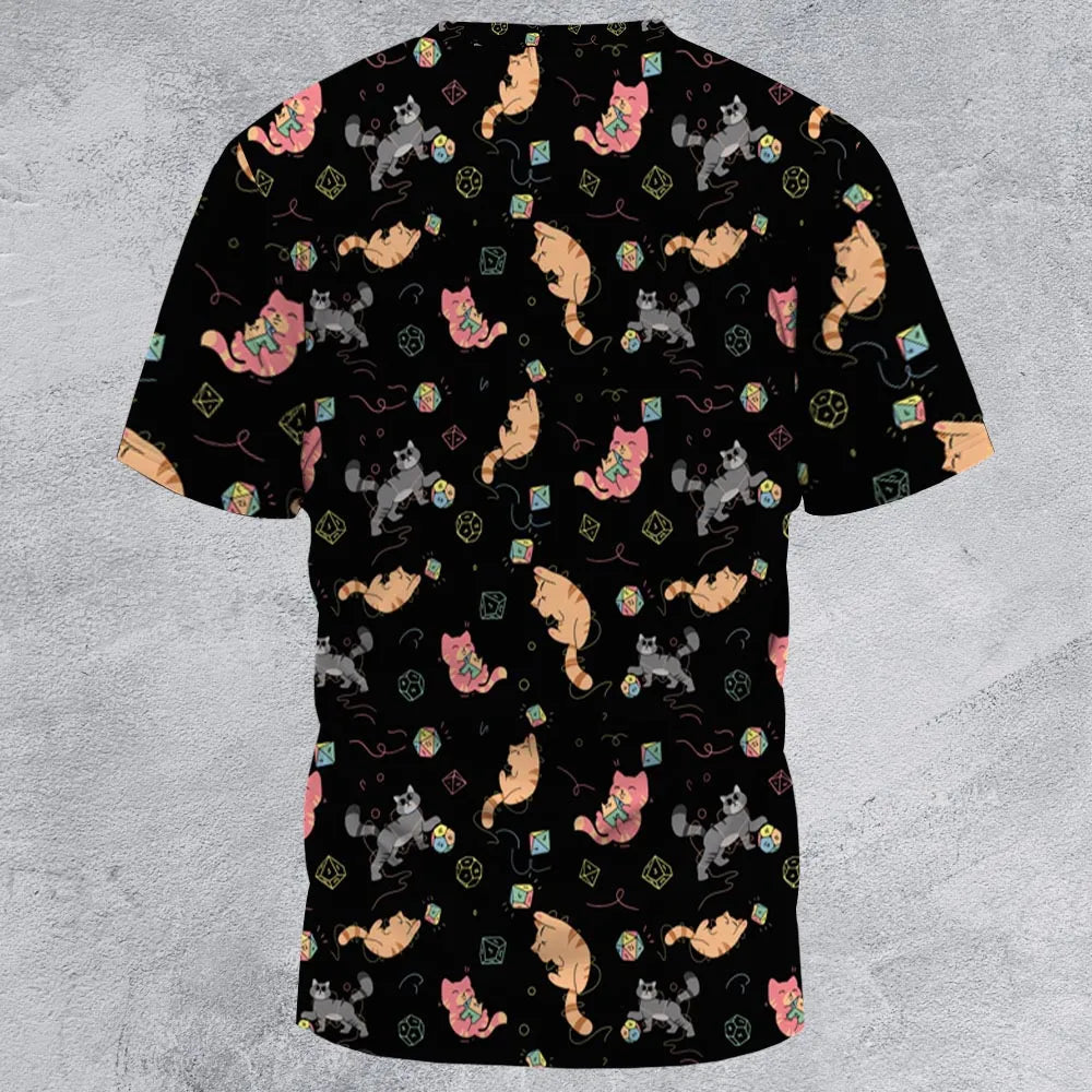 Cat With Dice All-Over Print Unisex T-Shirt