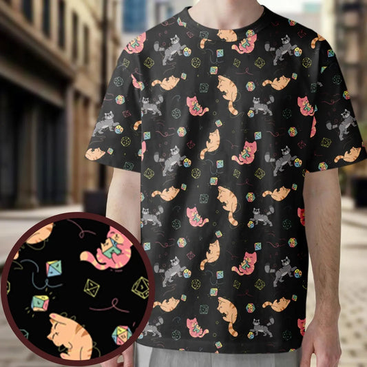 Cat With Dice All-Over Print Unisex T-Shirt