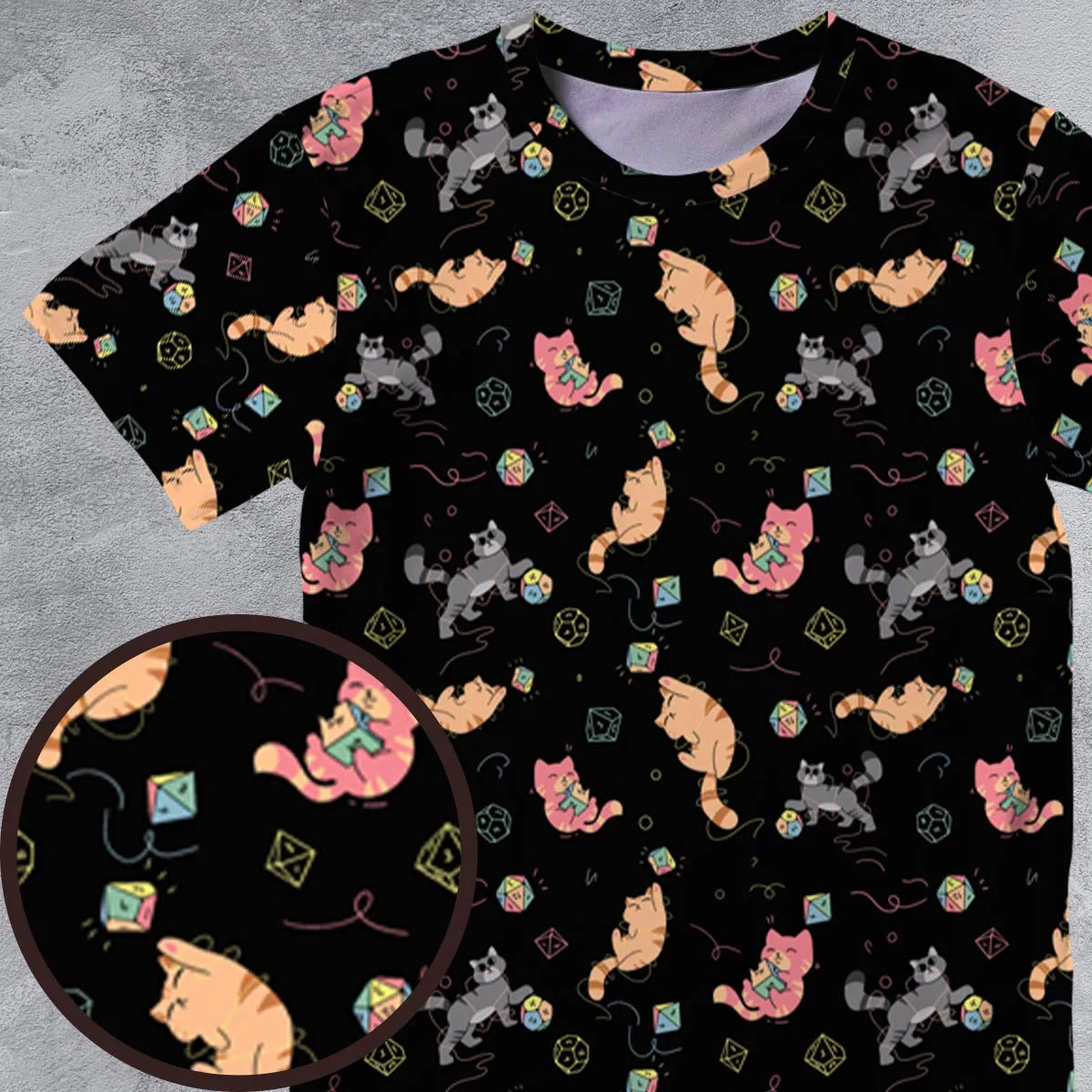 Cat With Dice All-Over Print Unisex T-Shirt