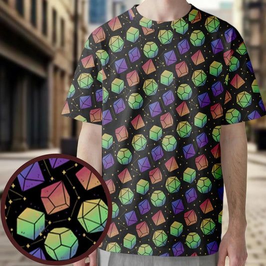 Rainbow Galaxy Dice All-Over Print Unisex T-Shirt