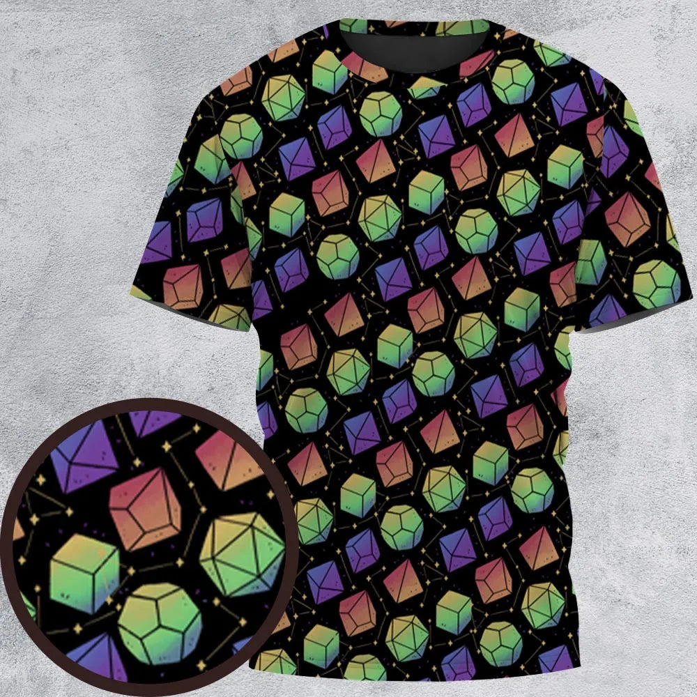 Rainbow Galaxy Dice All-Over Print Unisex T-Shirt